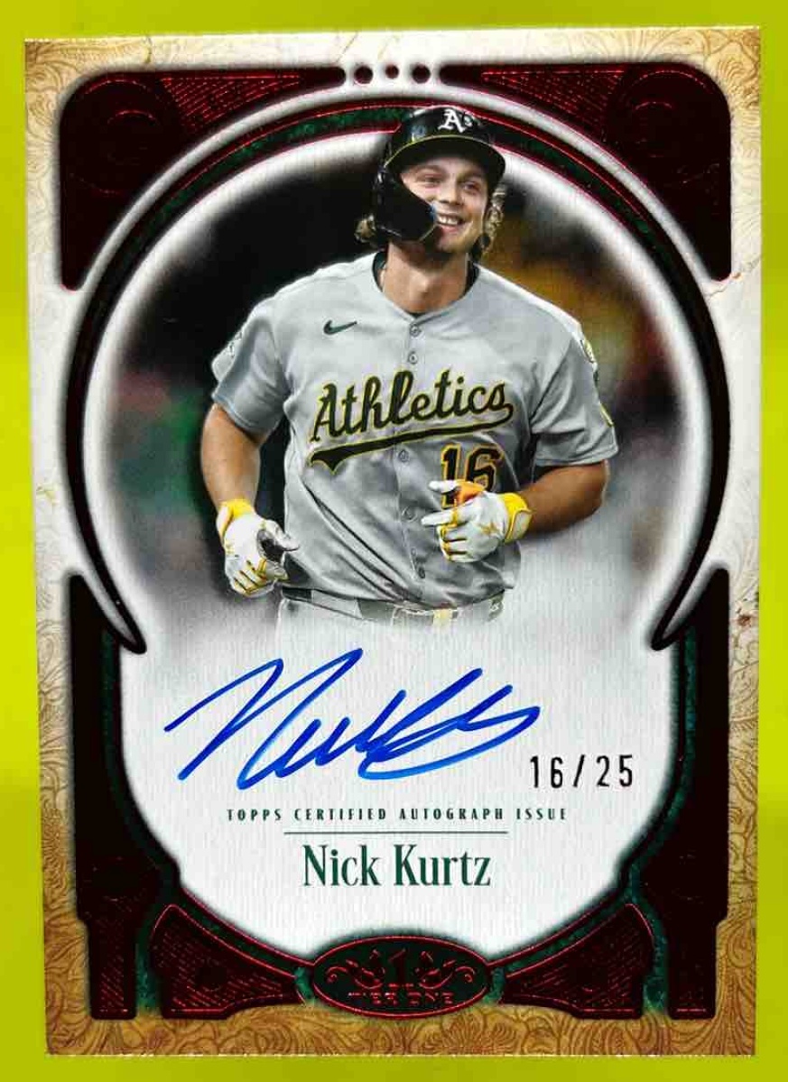 Card image for Nick Kurtz 2026 Topps Tier One Prime Performers Auto Red Foil /25
