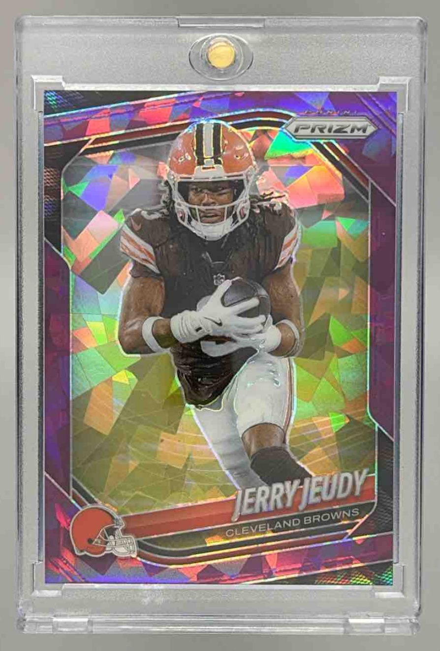 Card image for 2025 Panini Football Prizm Jerry Jeudy Purple Ice /225 #146 Cleveland Browns
