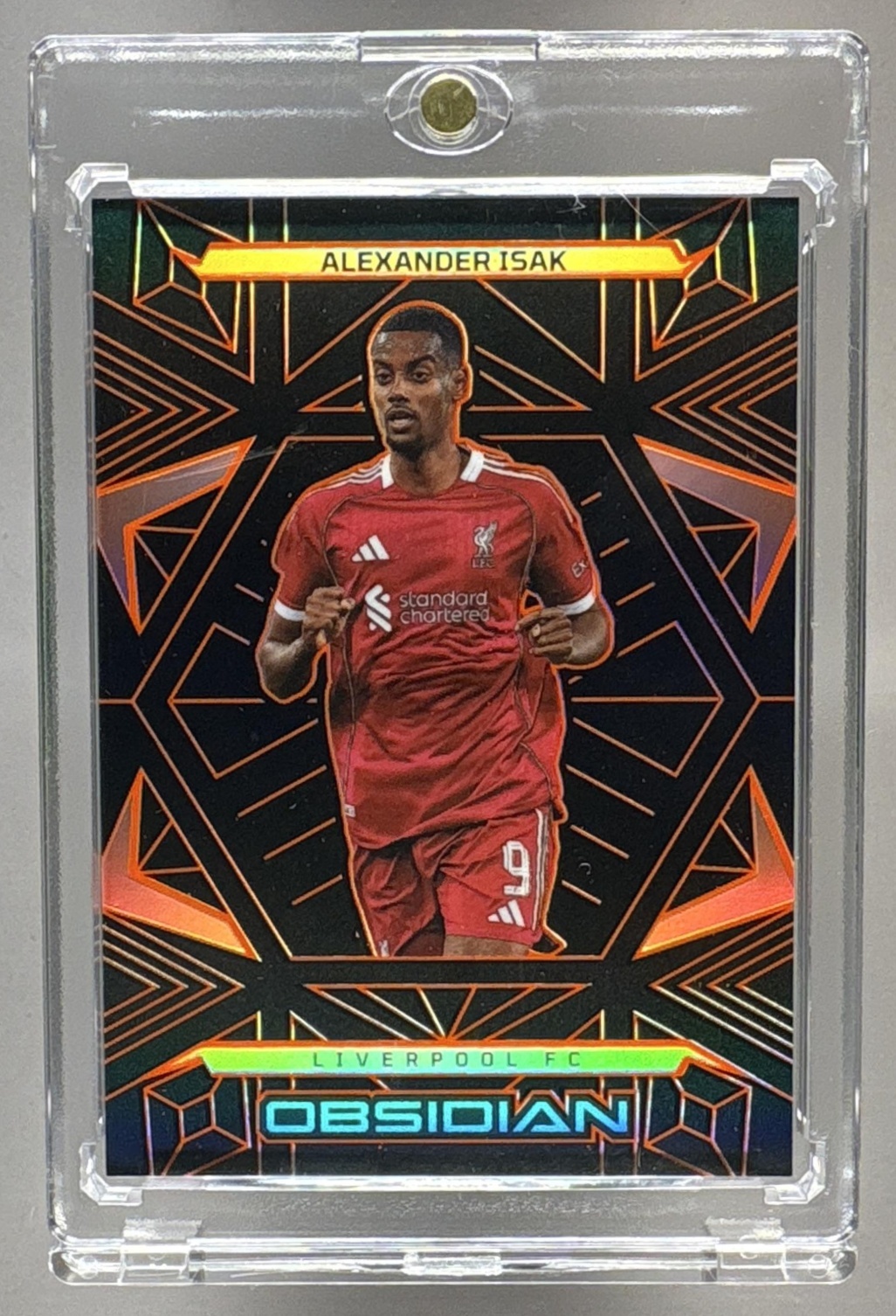 2025-26 PANINI OBSIDIAN ALEXANDER ISAK #57 ELECTRIC ETCH ORANGE 31/40 LIVERPOOL