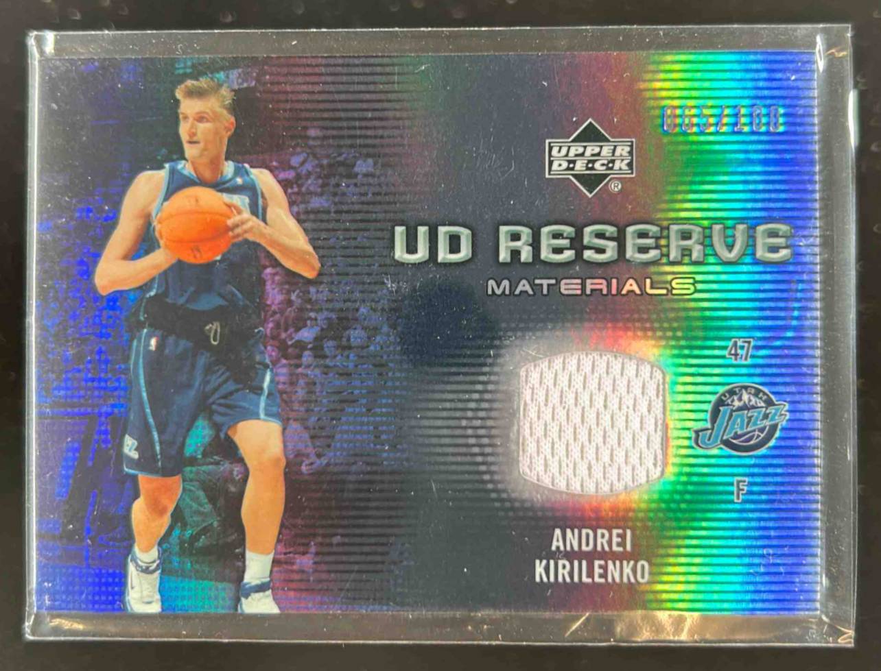 Card image for 2006-07 UPPER DECK RESERVE ANDREI KIRILENKO MATERIALS /100 #RM-AK MEM UTAH JAZZ