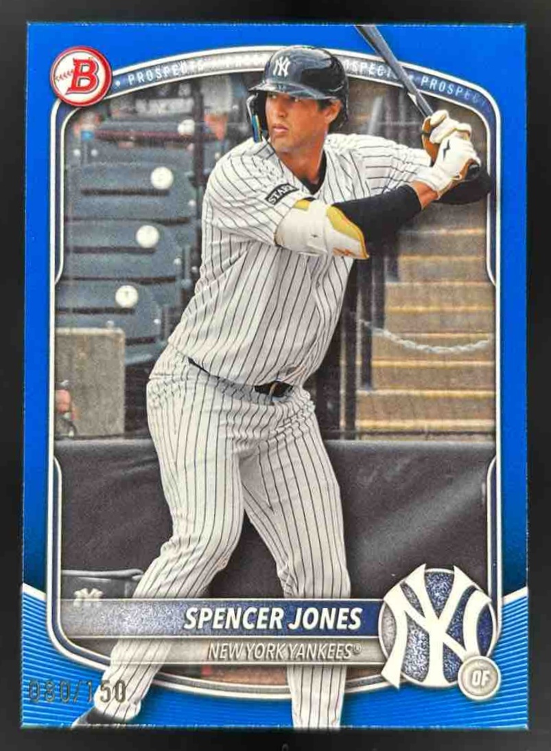Card image for 2025 Bowman Draft Spencer Jones Blue Border /150 #BD-9 Yankees