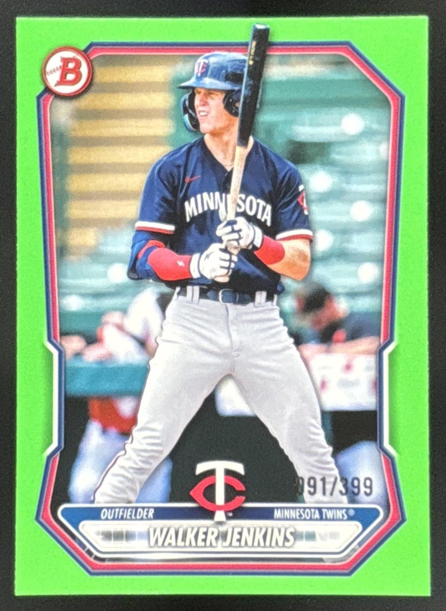 Card image for Walker Jenkins 2026 Bowman Neon Green Border /399 Prospects Minnesota Twins
