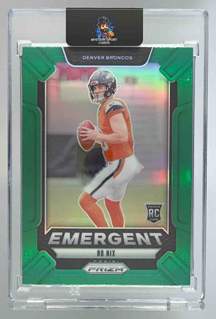 Card image for 2024 Panini Football Prizm Bo Nix Emergent #3 RC Denver Broncos