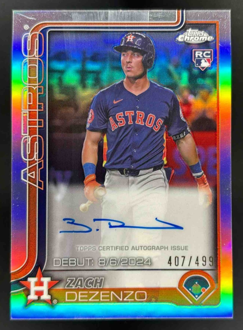 Card image for 2025 Topps Chrome Update Zach Dezenzo Rookie Debut Auto Refractor /499 RC