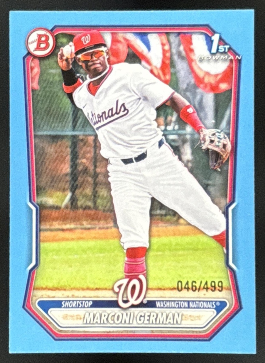 Card image for Marconi German 2026 Bowman Sky Blue Border /499 Prospects Washington Nationals