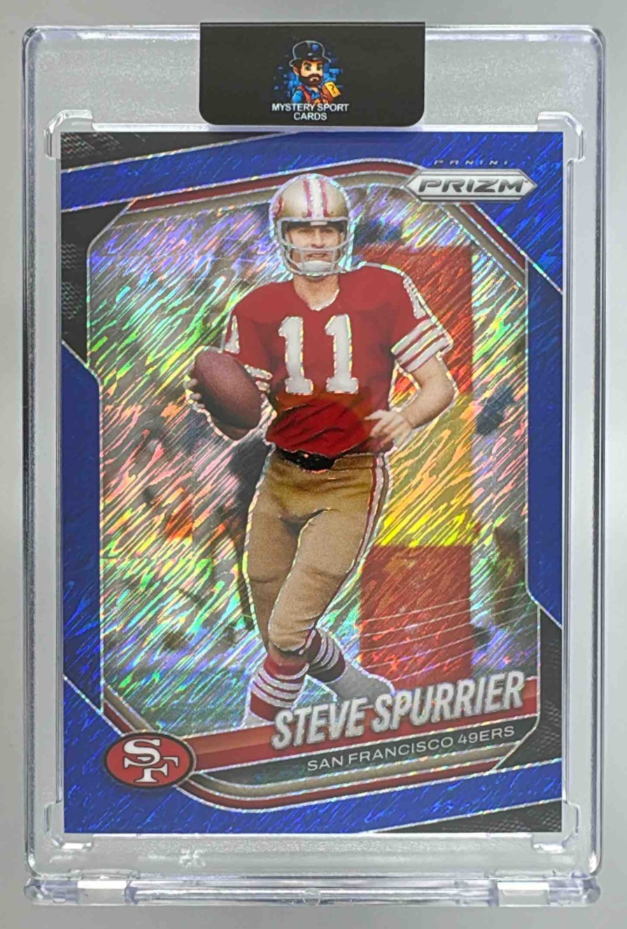 Card image for 2025 Panini Prizm Steve Spurrier Blue Shimmer /35 #157 49ers