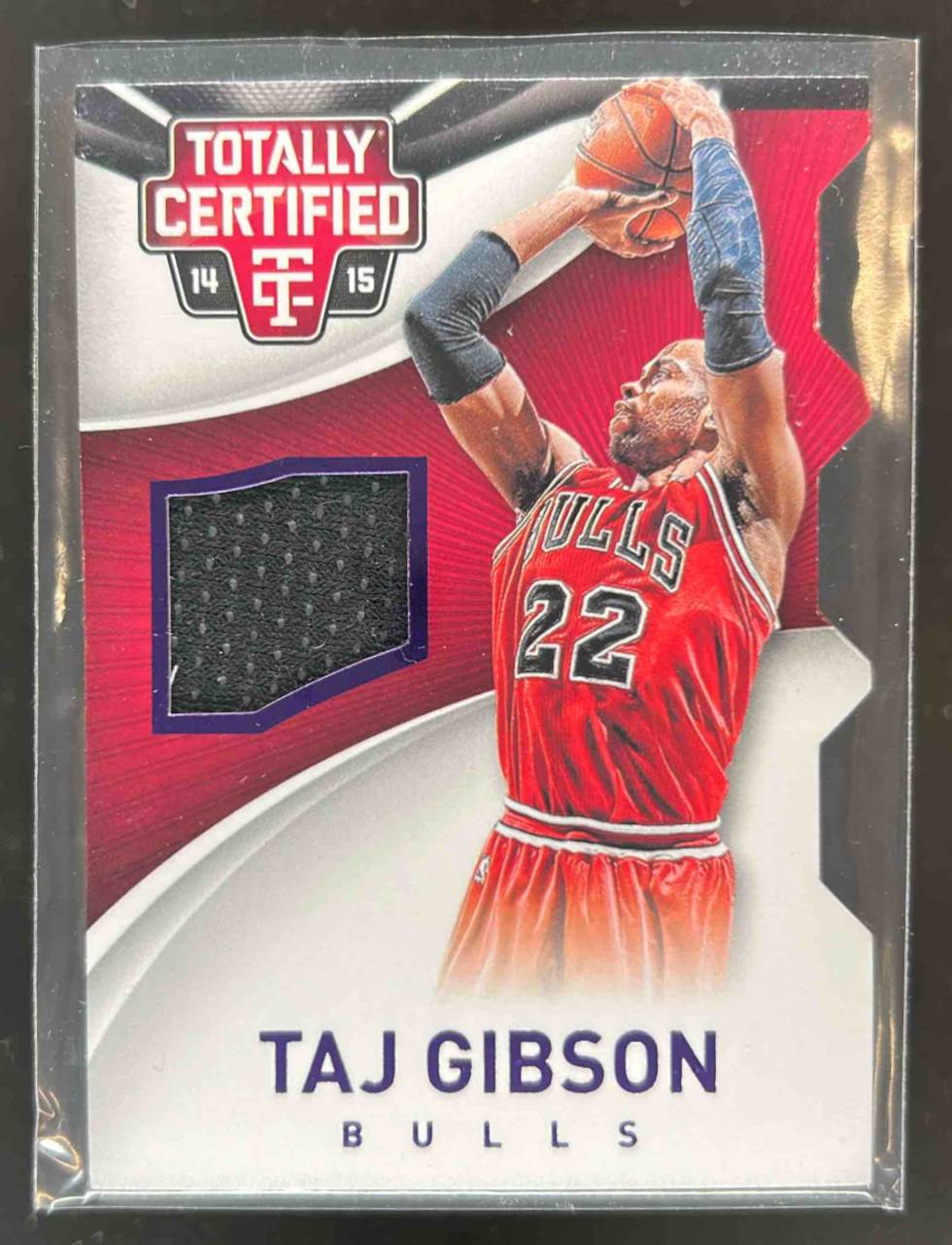 Card image for 2014-15 Panini Totally Certified Taj Gibson Jerseys Purple Die Cuts 97 /99 #69