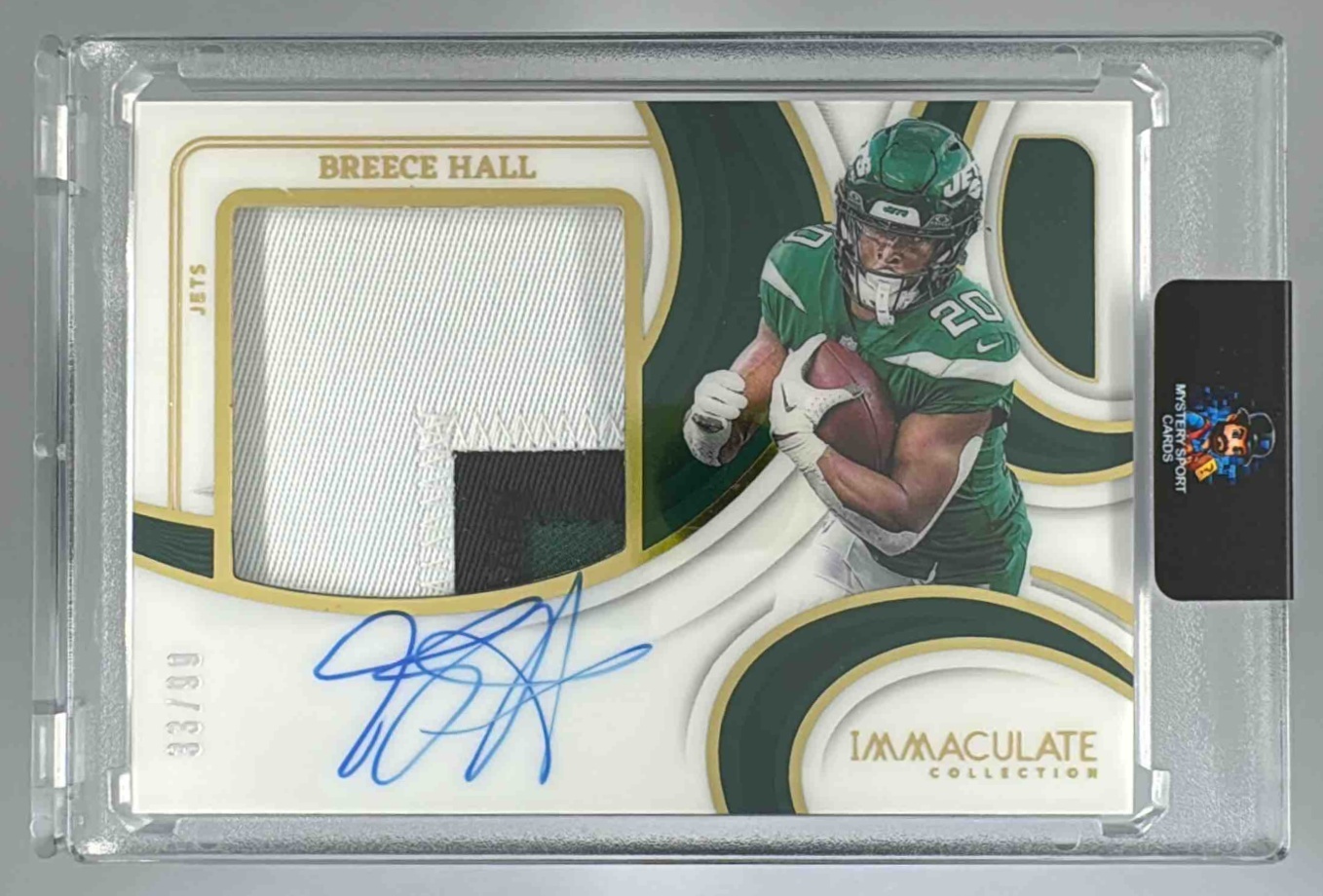 Card image for 2022 Panini Immaculate Collection Collegiate Breece Hall Premium Patches Rookie Auto /99 #PP10 MEM RC Cyclones