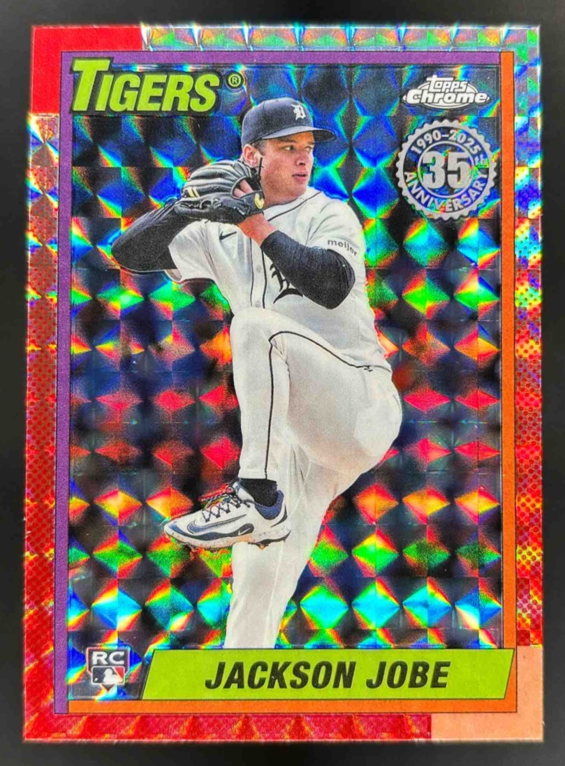 Card image for 2025 Topps Chrome Update Jackson Jobe 1990 Geometric Refractor RC