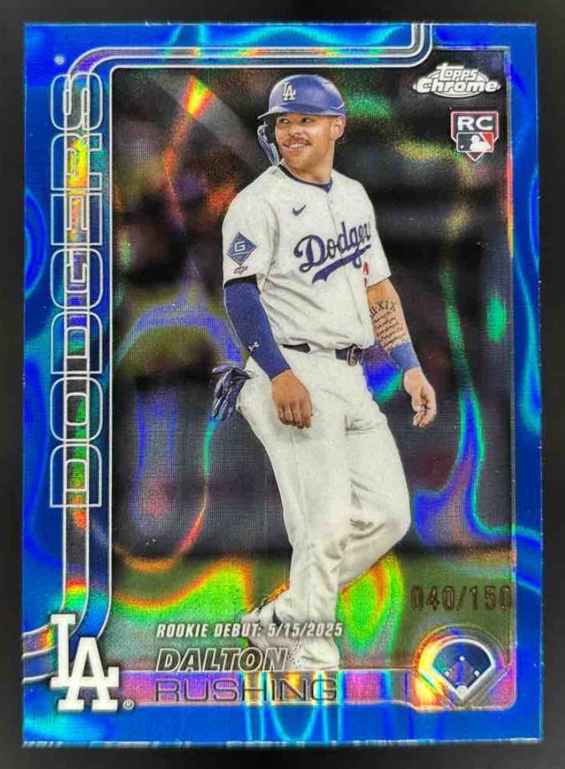 Card image for 2025 Topps Chrome Update Dalton Rushing Blue Lava Refractor /150 RC