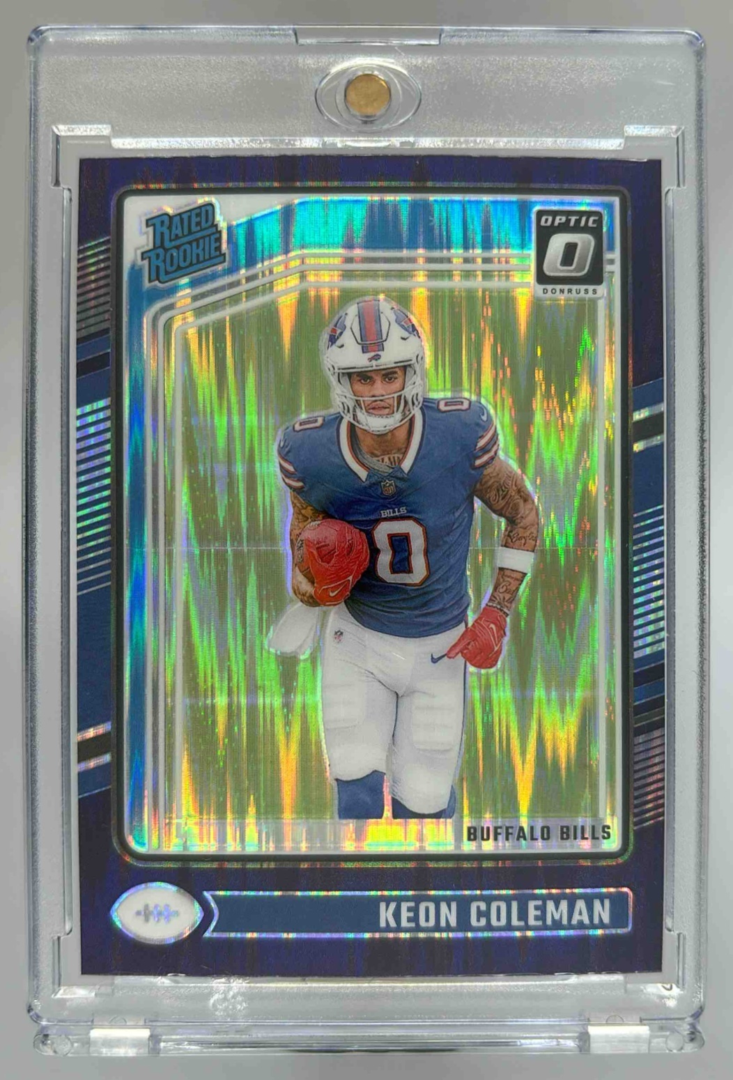Card image for 2024 Panini Donruss Optic Keon Coleman Green Hyper #263 Rated Rookie Bills