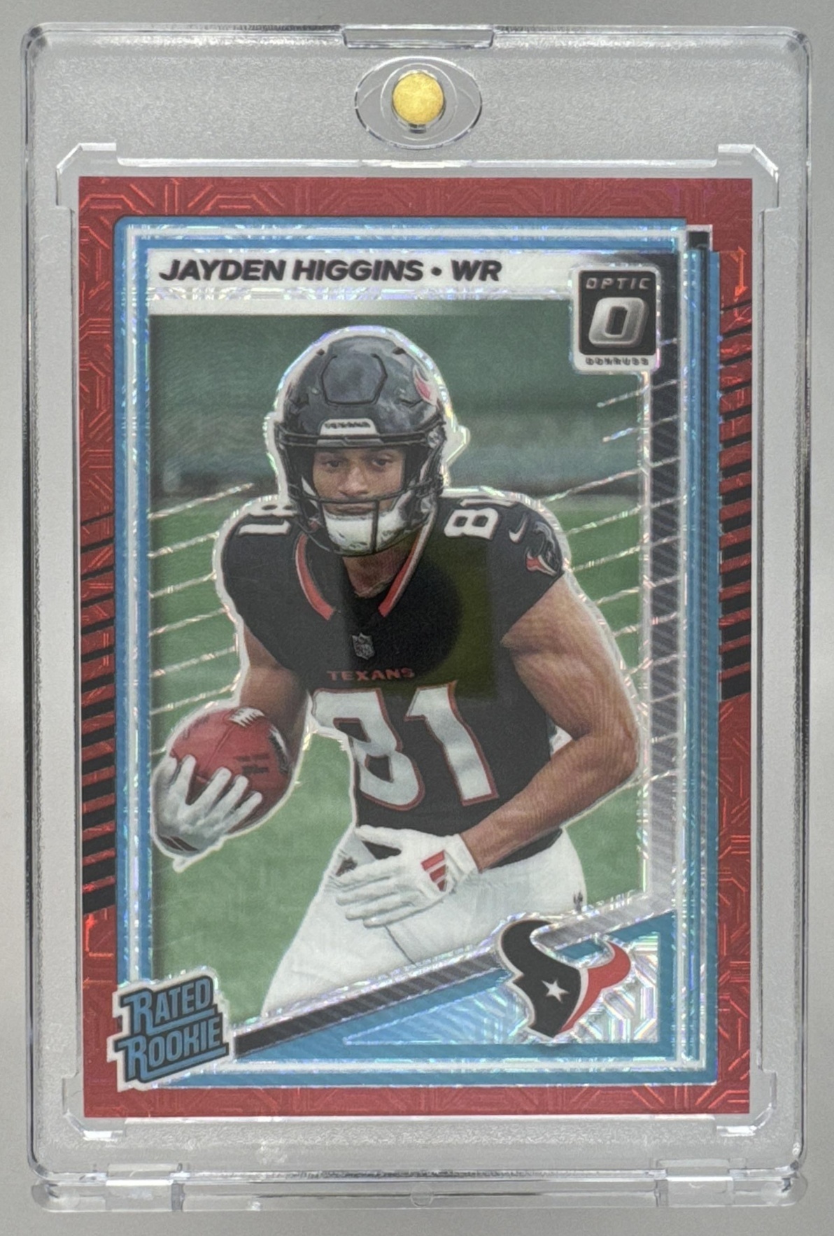 Card image for 2025 Panini Donruss Optic Jayden Higgins Rated Rookie #225 Texans