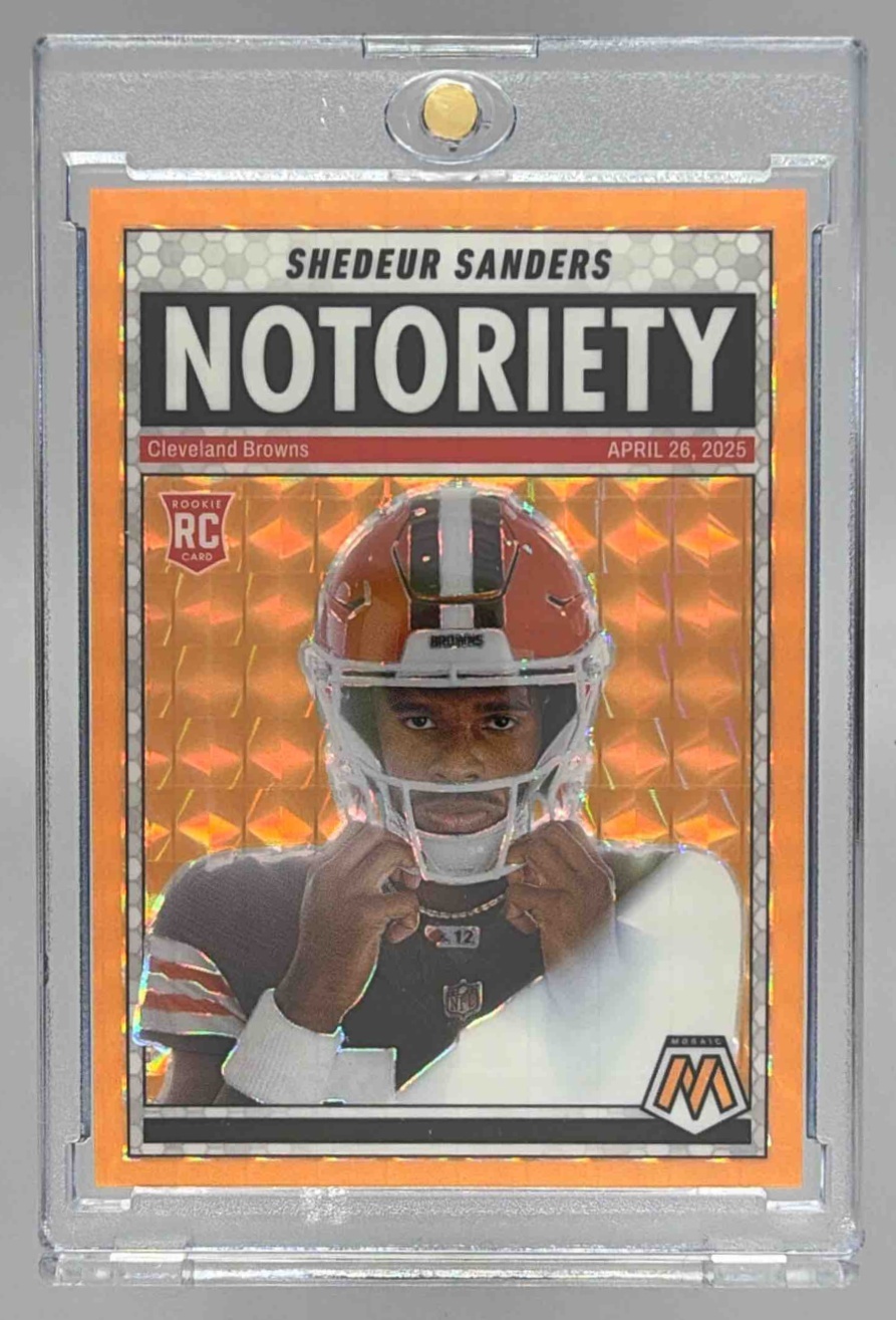 Card image for 2025 Panini Football Mosaic Shedeur Sanders Notoriety #13 RC Cleveland Browns