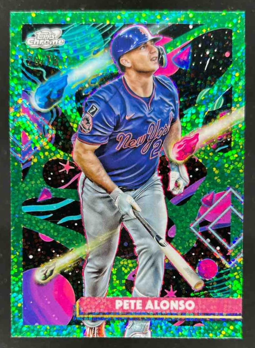 Card image for Pete Alonso 2025 Topps Cosmic Chrome Green Space Dust Refractor /75