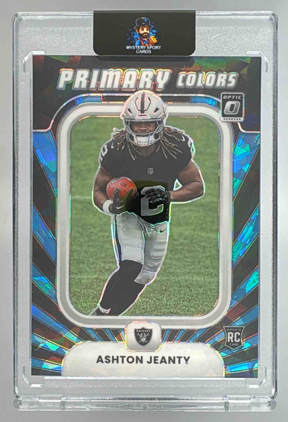Card image for 2025 Panini Donruss Optic Ashton Jeanty My House! Ice Prizm /55 #4 RC Raiders
