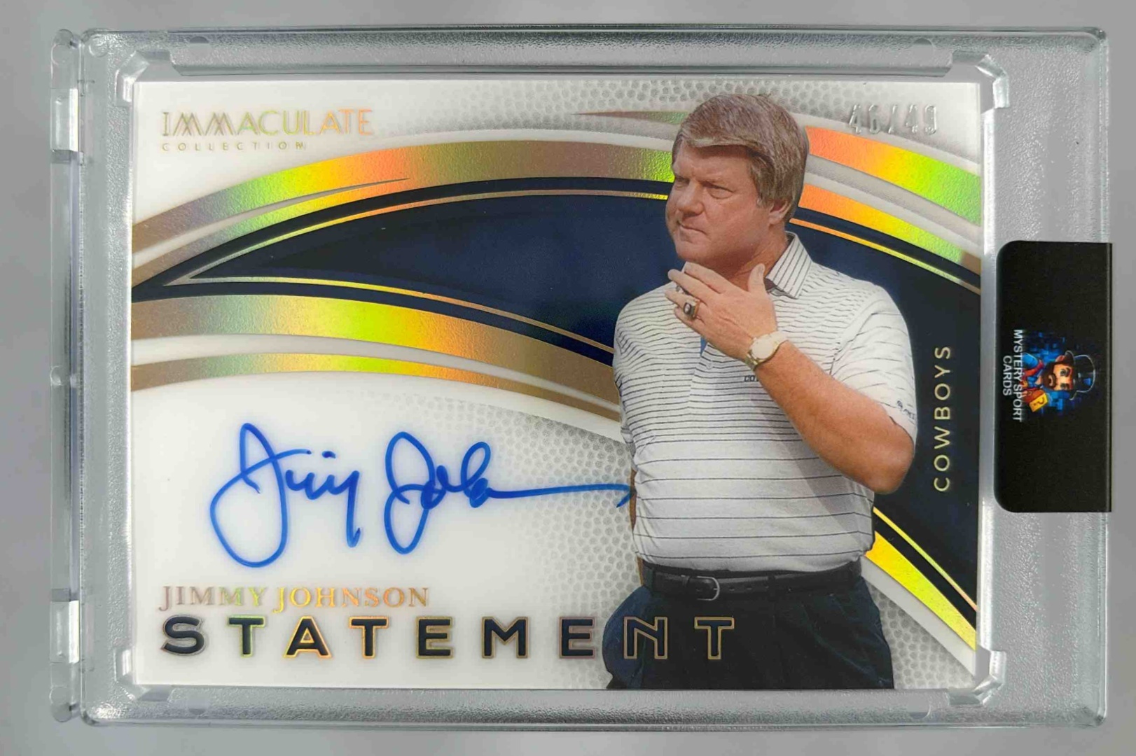 Card image for 2025 Panini Immaculate Collection Jimmy Johnson Statement Signatures /49 #15 Auto Cowboys