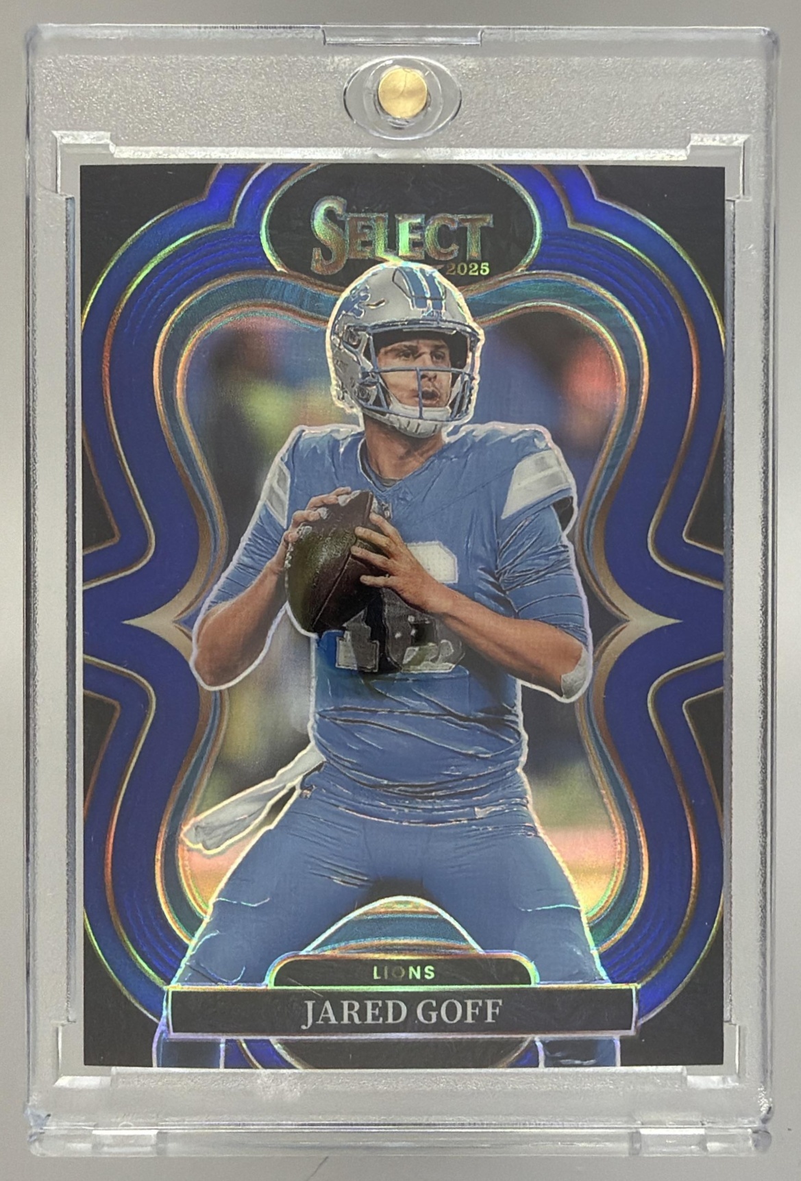 Card image for 2024 Panini Select Jared Goff Premier Silver Prizm Die-Cut #123 Lions