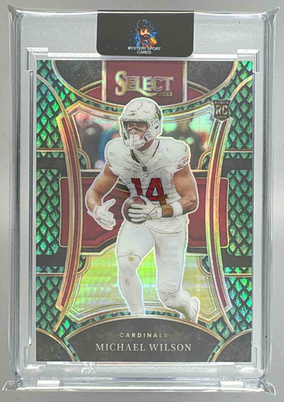 Card image for 2023 Panini Select Michael Wilson Dragon Scale Prizms /70 #401 RC Suite Cardinals