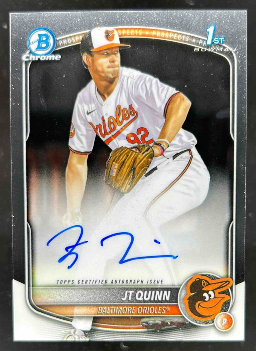 Card image for JT Quinn 2025 Bowman Baseball Draft Chrome Auto 1st Prospect Baltimore Orioles