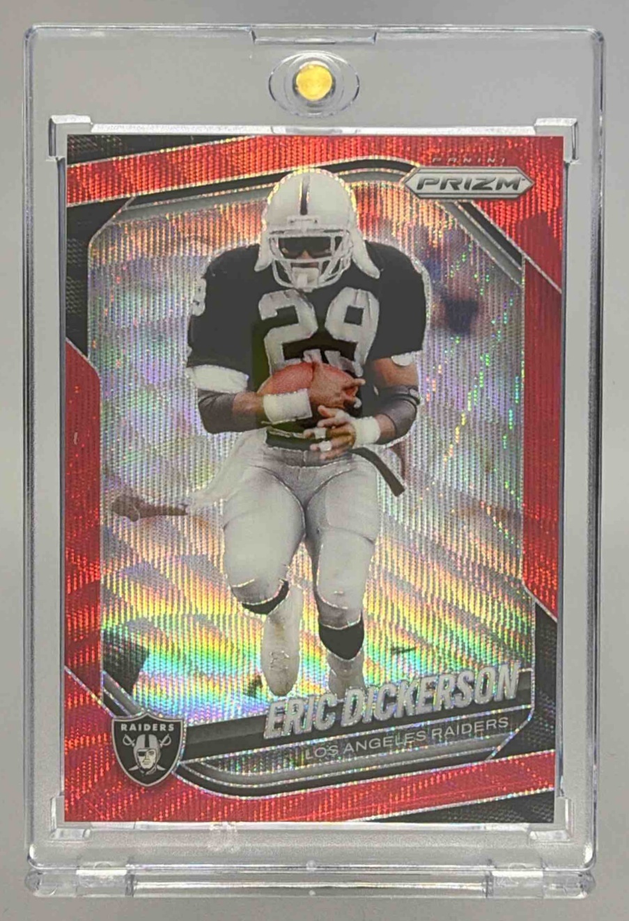 Card image for 2025 Panini Football Prizm Eric Dickerson Red Wave /149 #83 Los Angeles Raiders