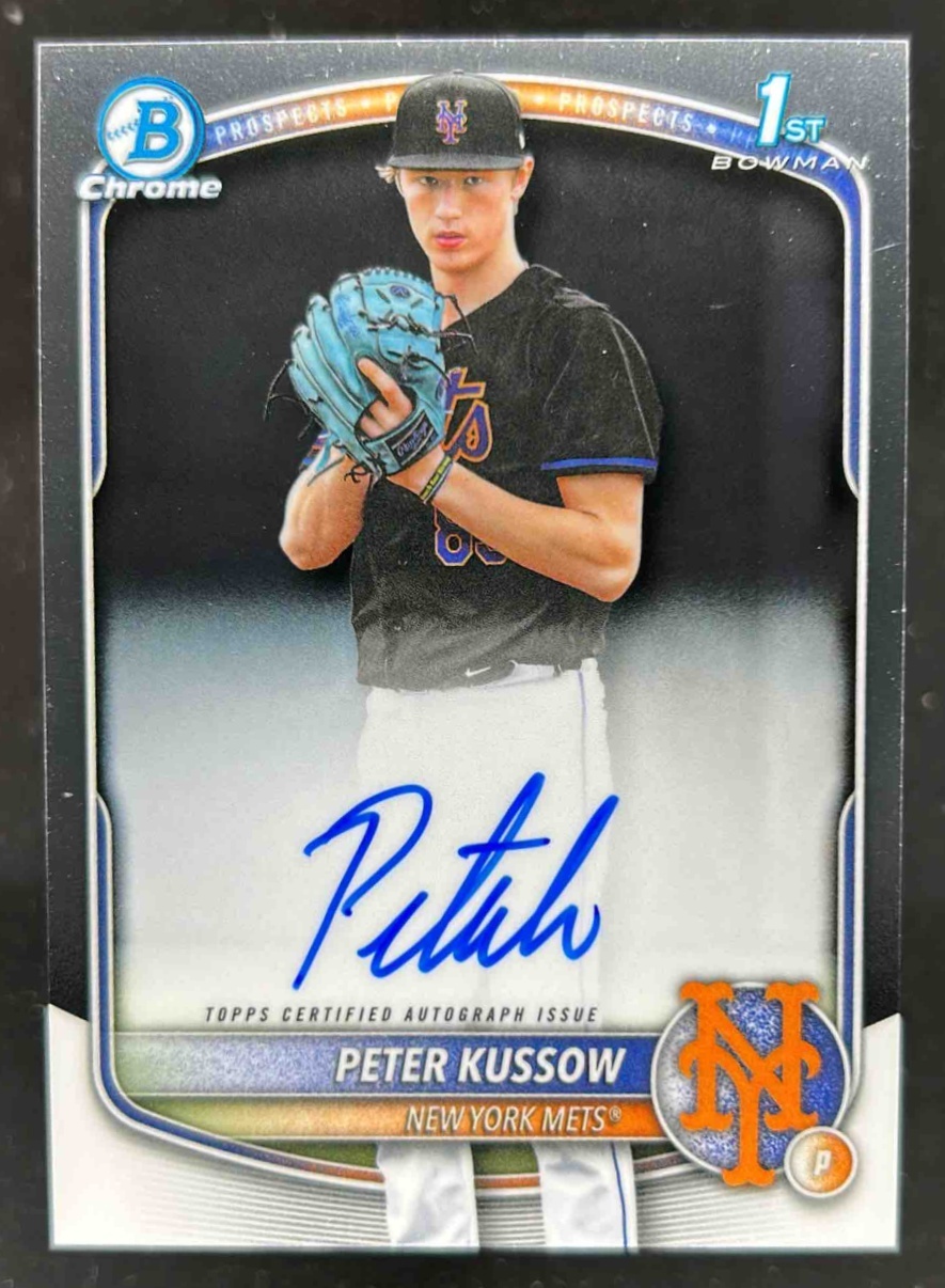 Card image for Peter Kussow 2025 Bowman Baseball Draft Chrome Auto 1st Prospect New York Mets