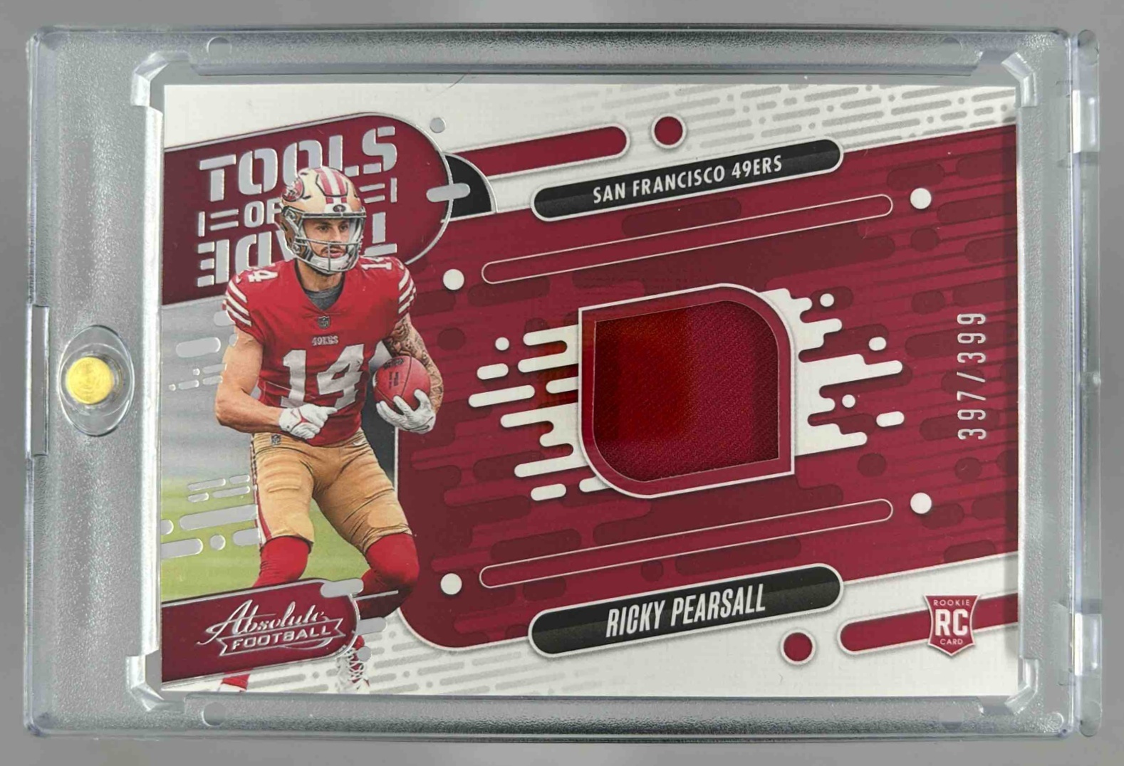 Card image for 2024 Panini Absolute Ricky Pearsall Tools of the Trade /399 #TOT-RPL MEM RC 49ers