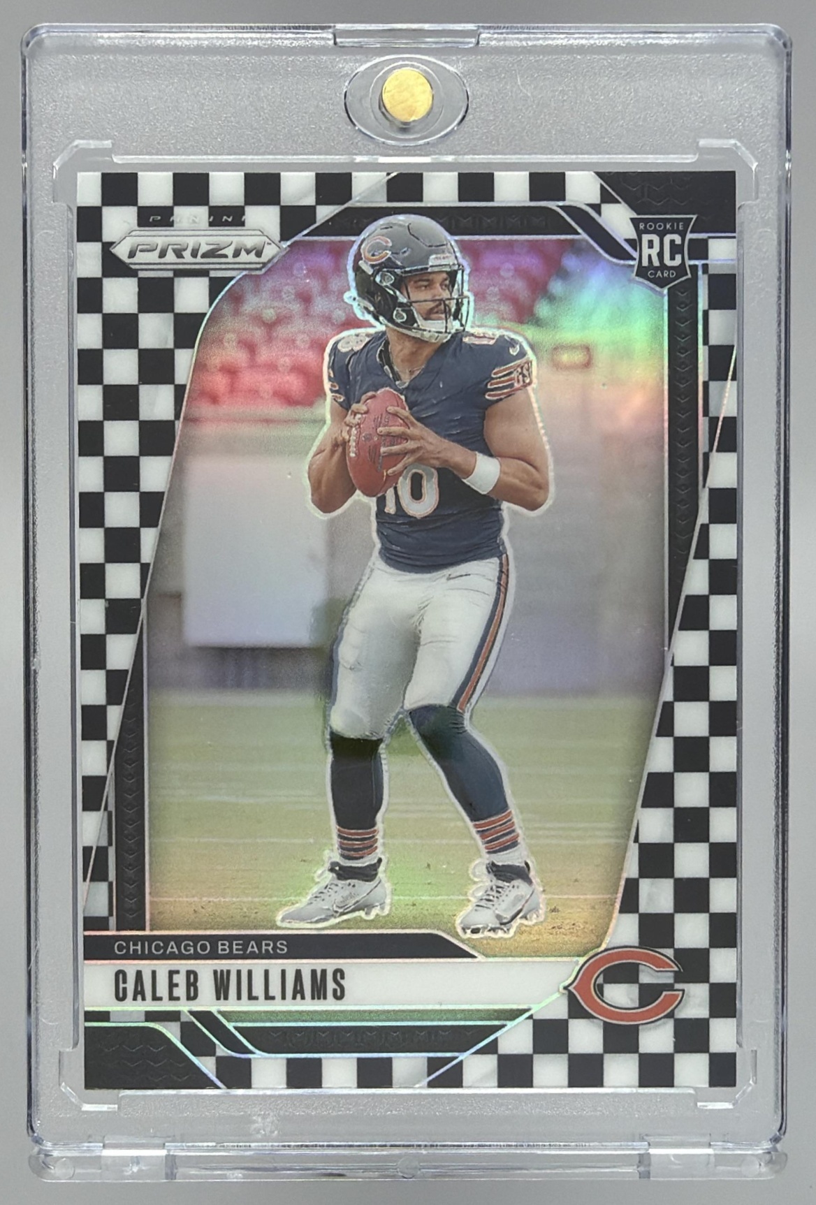 Card image for 2024 Panini Prizm Caleb Williams Black and White Checker #301 RC Bears