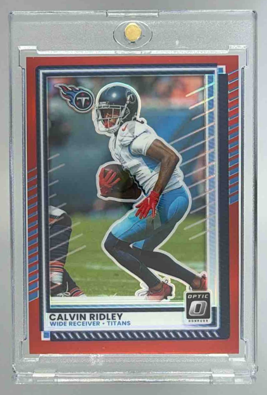 Card image for 2025 Panini Donruss Optic Calvin Ridley Red Prizm /149 #110 Titans