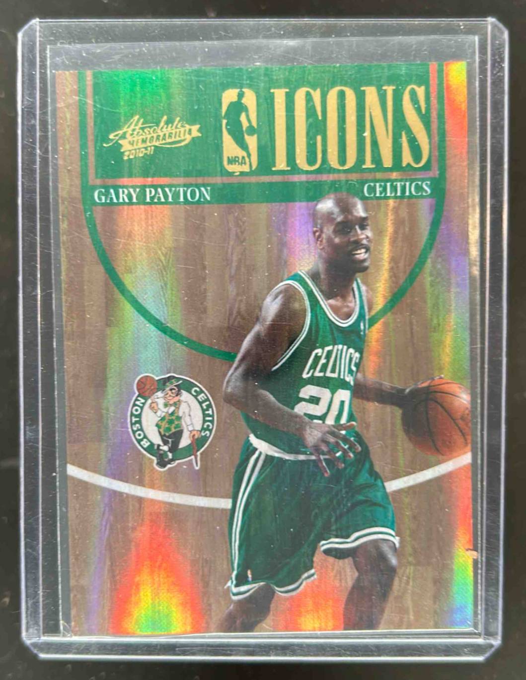 Card image for 2010-11 Panini Absolute Memorabilia Gary Payton NBA Icons Spectrum 56 /100 #5