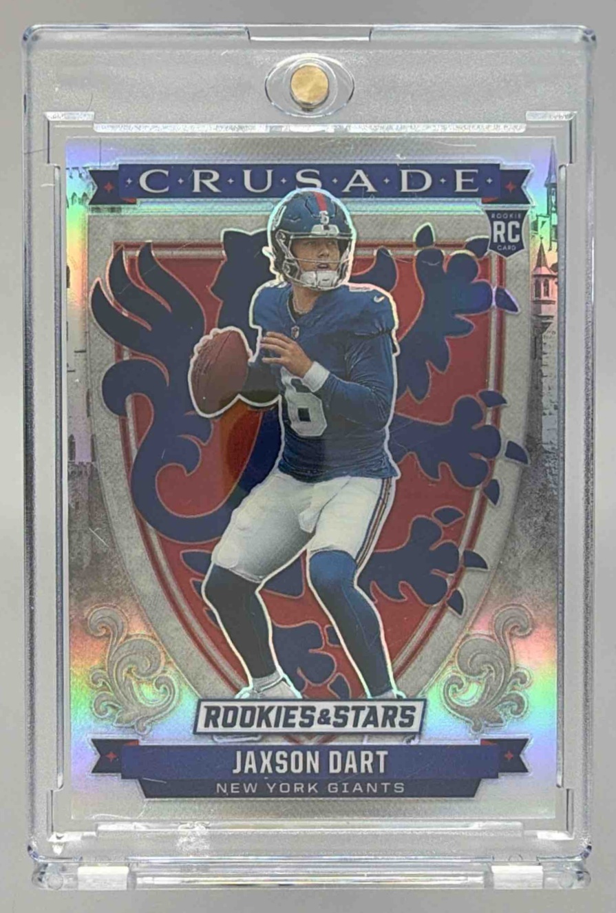 Card image for 2025 Panini Rookies & Stars Jaxson Dart Crusade Silver #11 RC Giants