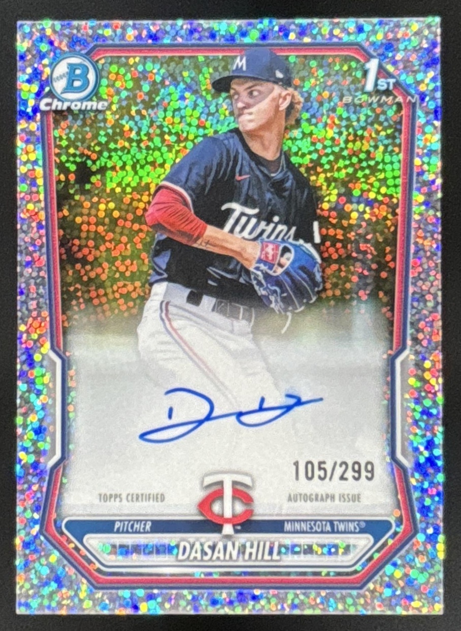 Card image for 2026 Bowman Dasan Hill Chrome Auto Speckle Refractor /299 1st Prospect