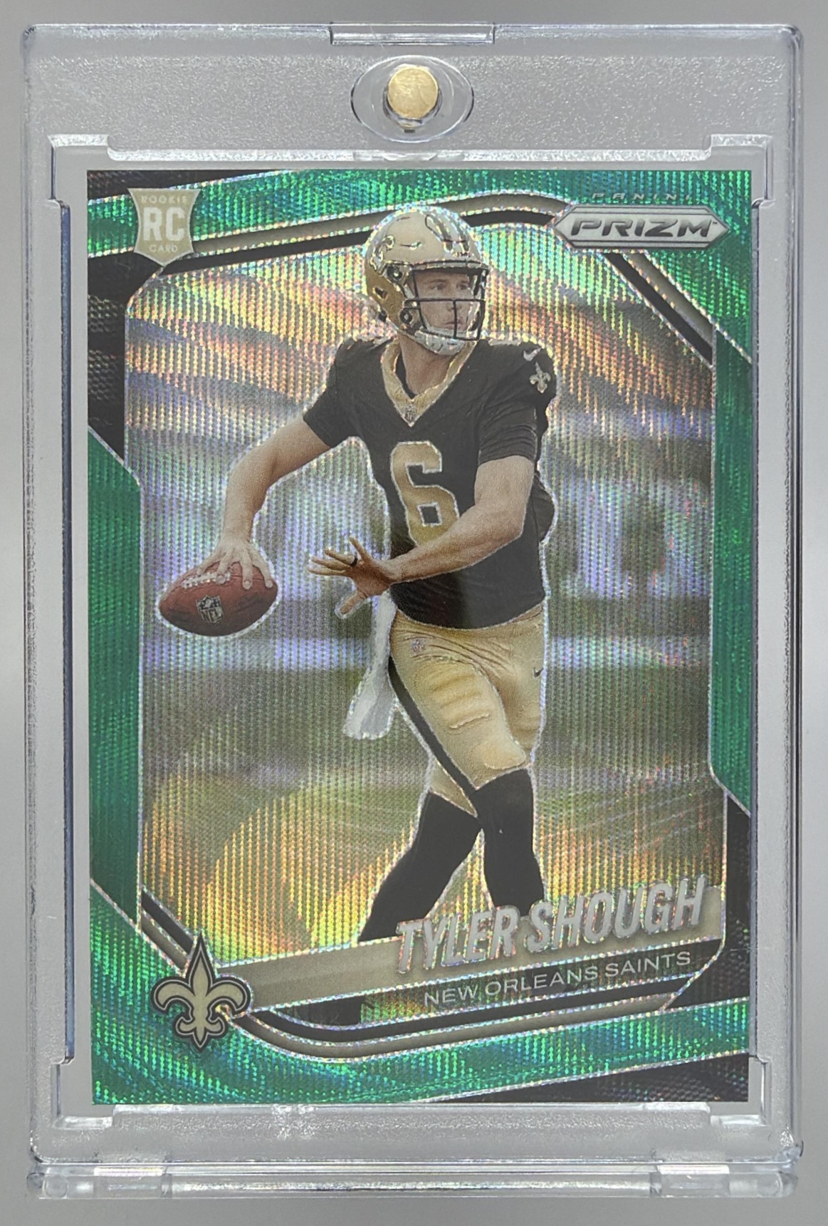 Card image for 2025 Panini Football Prizm Tyler Shough #327 RC New Orleans Saints