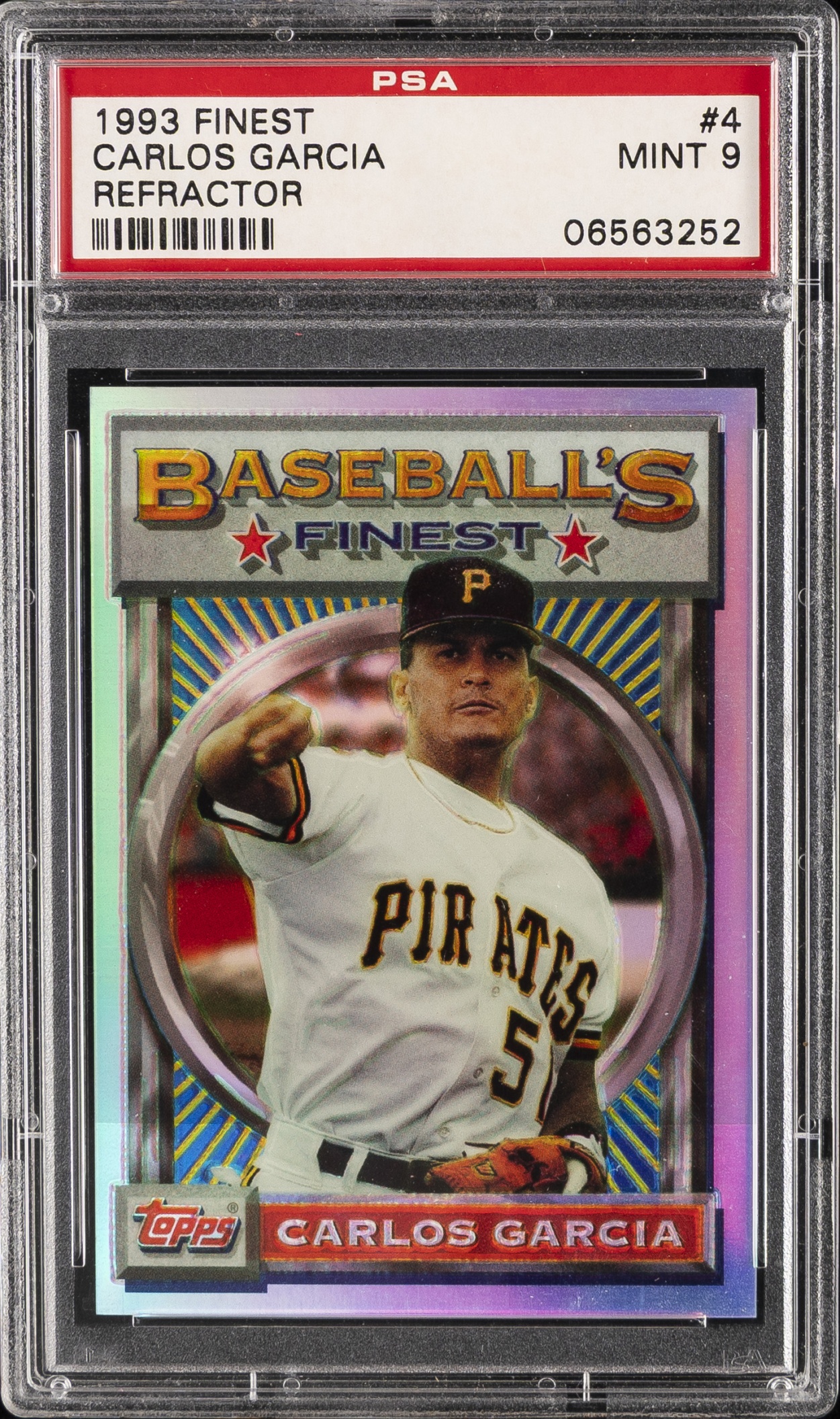 1993 Topps Baseball Finest Carlos Garcia Refractor #4 Pittsburgh Pirates PSA 9