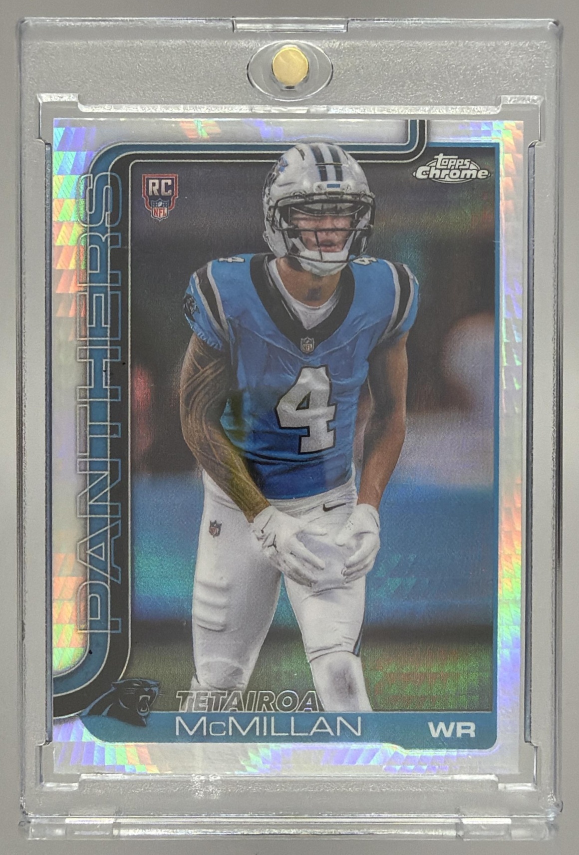 Card image for 2025 Topps Chrome Tetairoa McMillan Rookie Refractor #326 RC Panthers