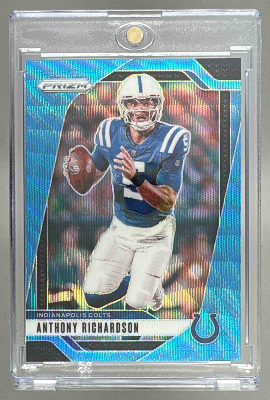Card image for 2024 Panini Prizm Anthony Richardson Blue Wave /230 #120 Colts
