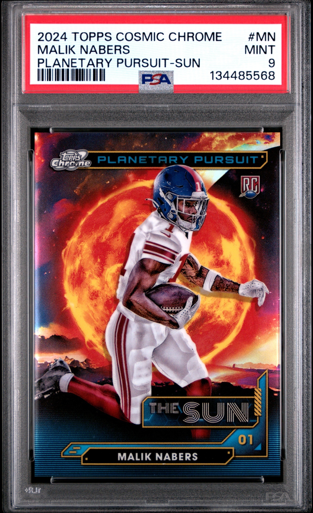 Card image for 2024 Topps Cosmic Chrome Malik Nabers Planetary Pursuit Sun #PPSU-MN RC Giants