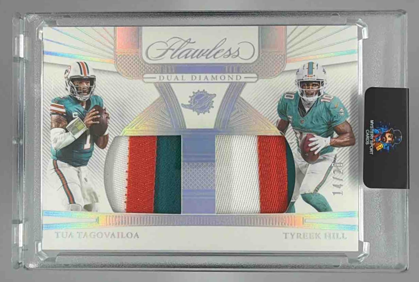 Card image for 2025 Panini Flawless Tua Tagovailoa Anniversary Sapphire /20 #21 Dolphins