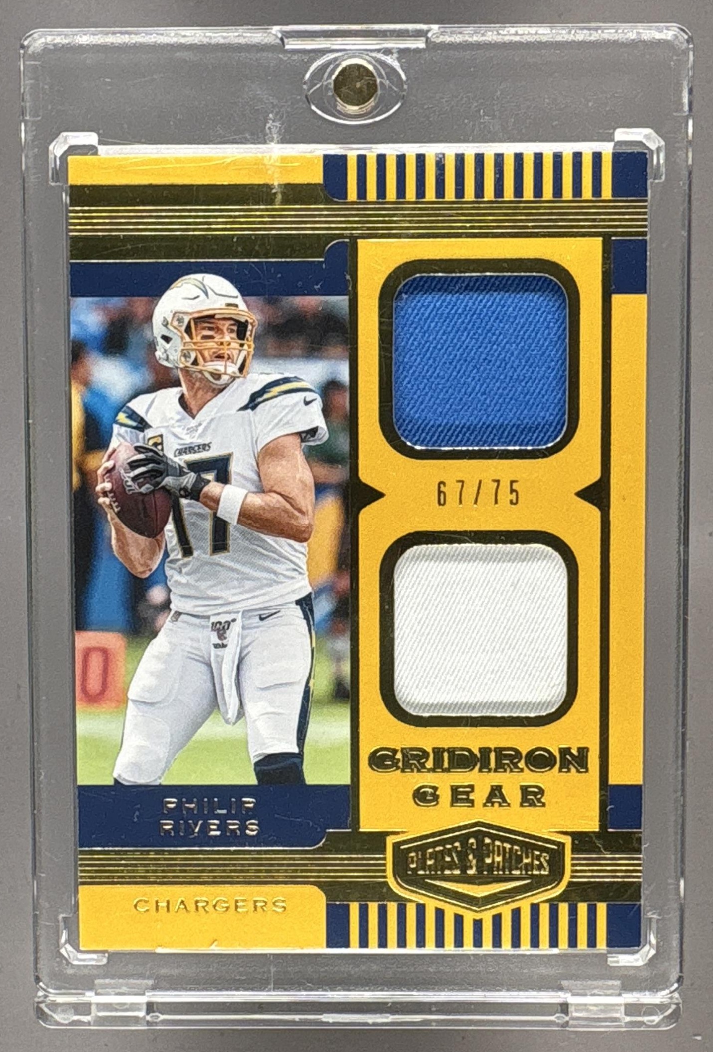 2019 PANINI PLATES & PATCHES PHILIP RIVERS #GG9 GRIDIRON GEAR RELICS /75