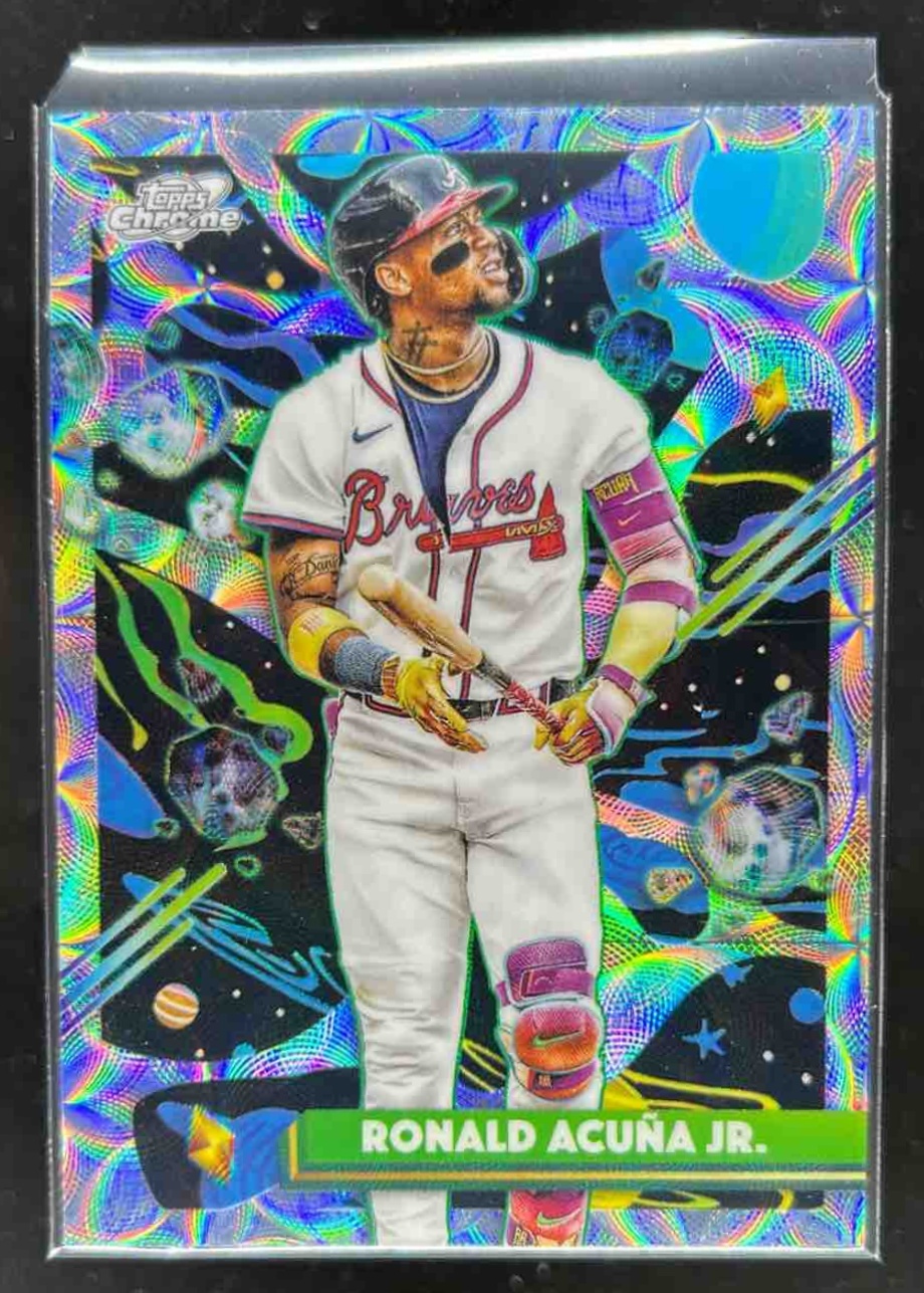 Card image for Ronald Acuna Jr. 2025 Topps Cosmic Chrome Nucleus Refractor