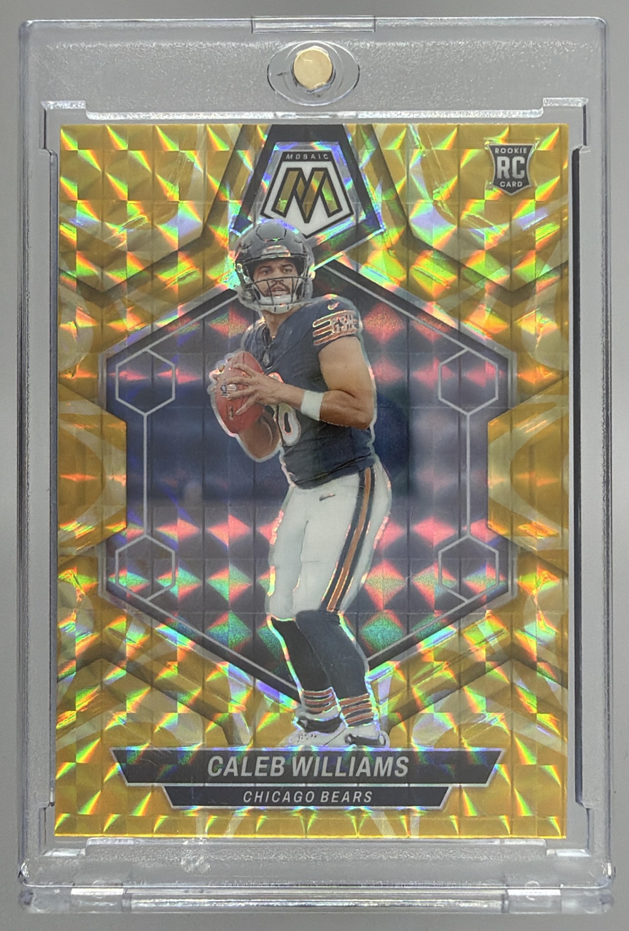 Card image for 2024 Panini Mosaic Caleb Williams Reactive Yellow Prizm #301 RC Bears