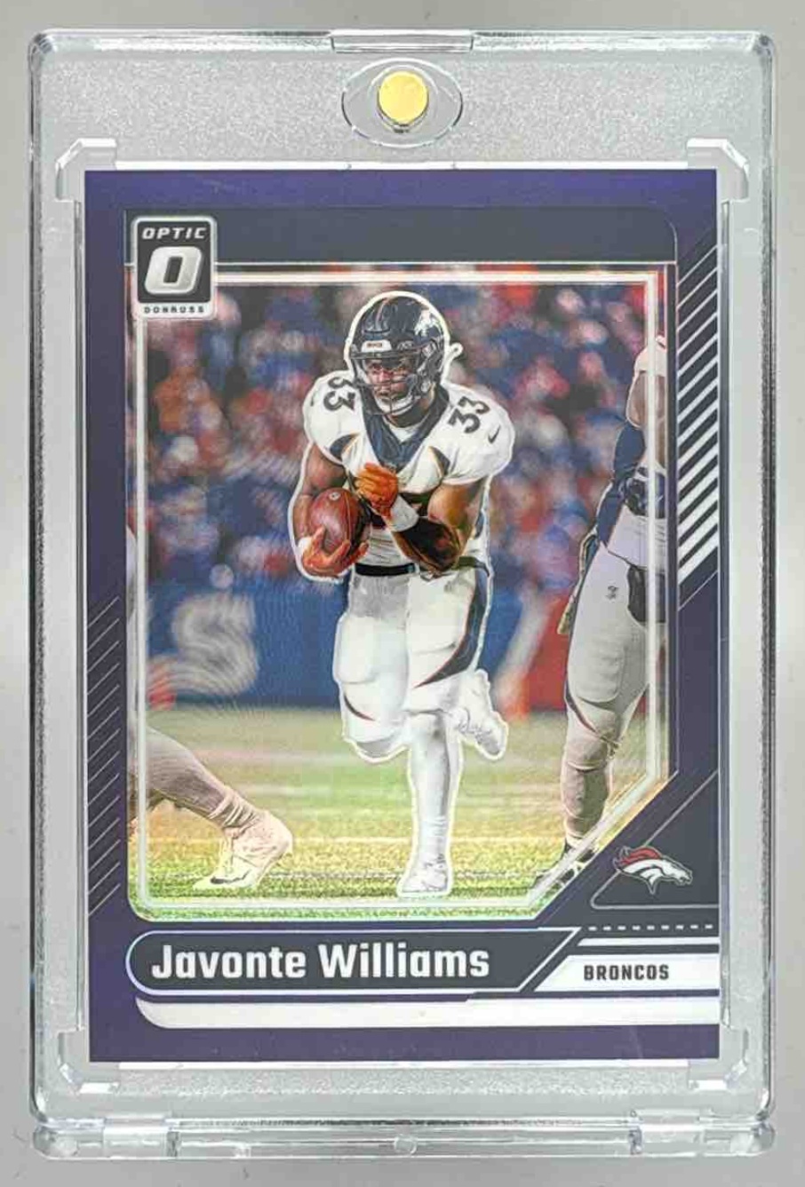 Card image for 2024 Panini Donruss Optic Javonte Williams Purple /60 #58 Broncos
