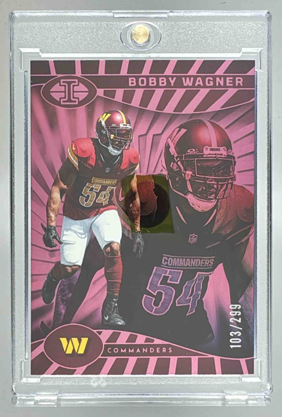 Card image for 2024 Panini Illusions Bobby Wagner Pink Trophy Collection /299 #95 Commanders