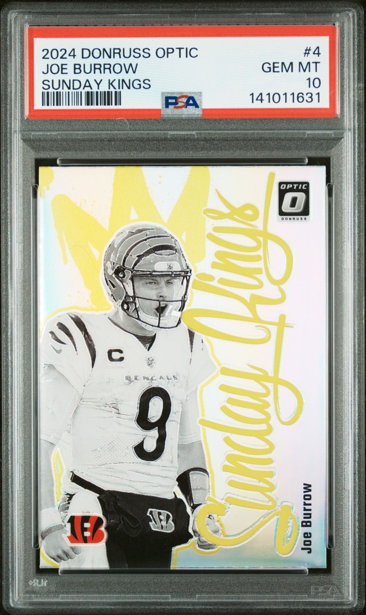 Card image for 2024 Panini Football Donruss Optic Joe Burrow Sunday Kings #4 Cincinnati Bengals