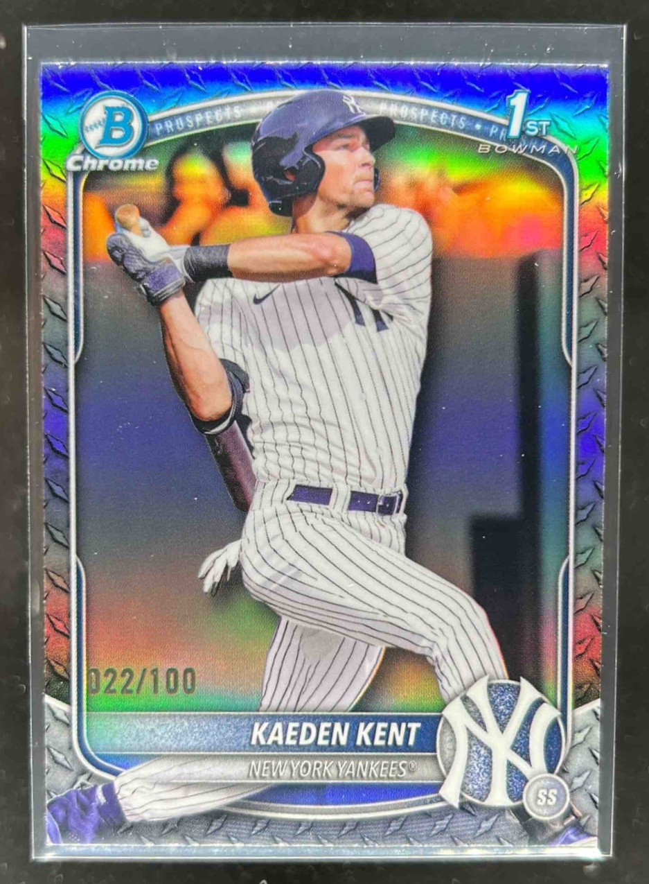 Card image for Kaeden Kent 2025 Bowman Draft Chrome Steel Metal Refractor /100