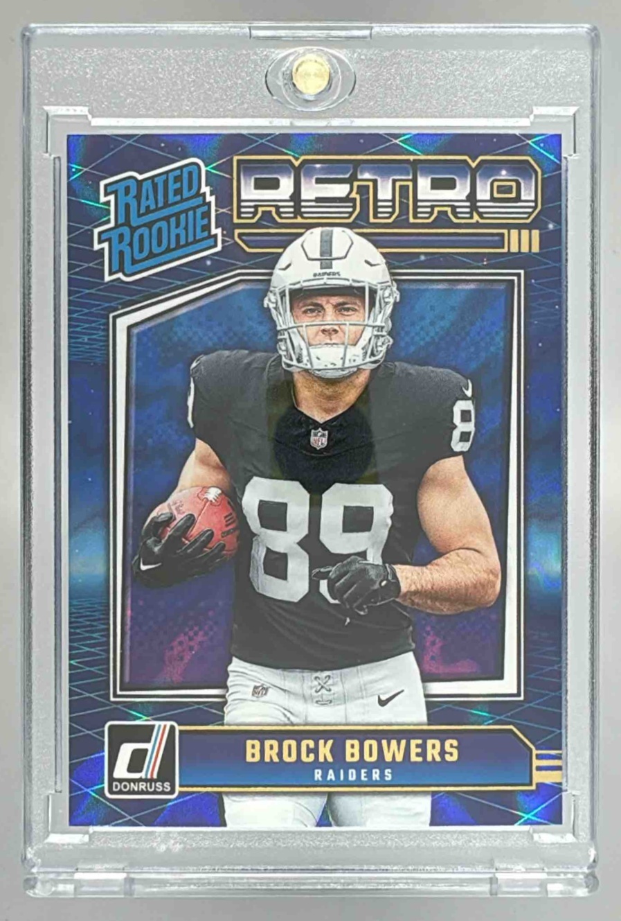 Card image for 2024 Panini Donruss Brock Bowers Retro Rated Rookie #9 Raiders