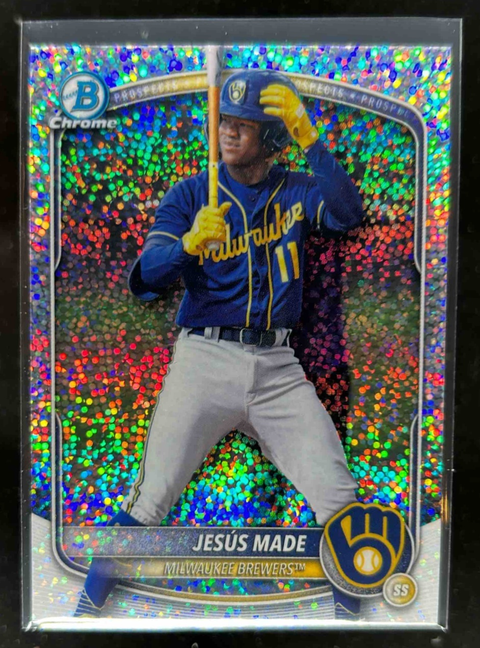 Card image for Jesus Made 2025 Bowman Draft Chrome Sparkle Refractor Brewers