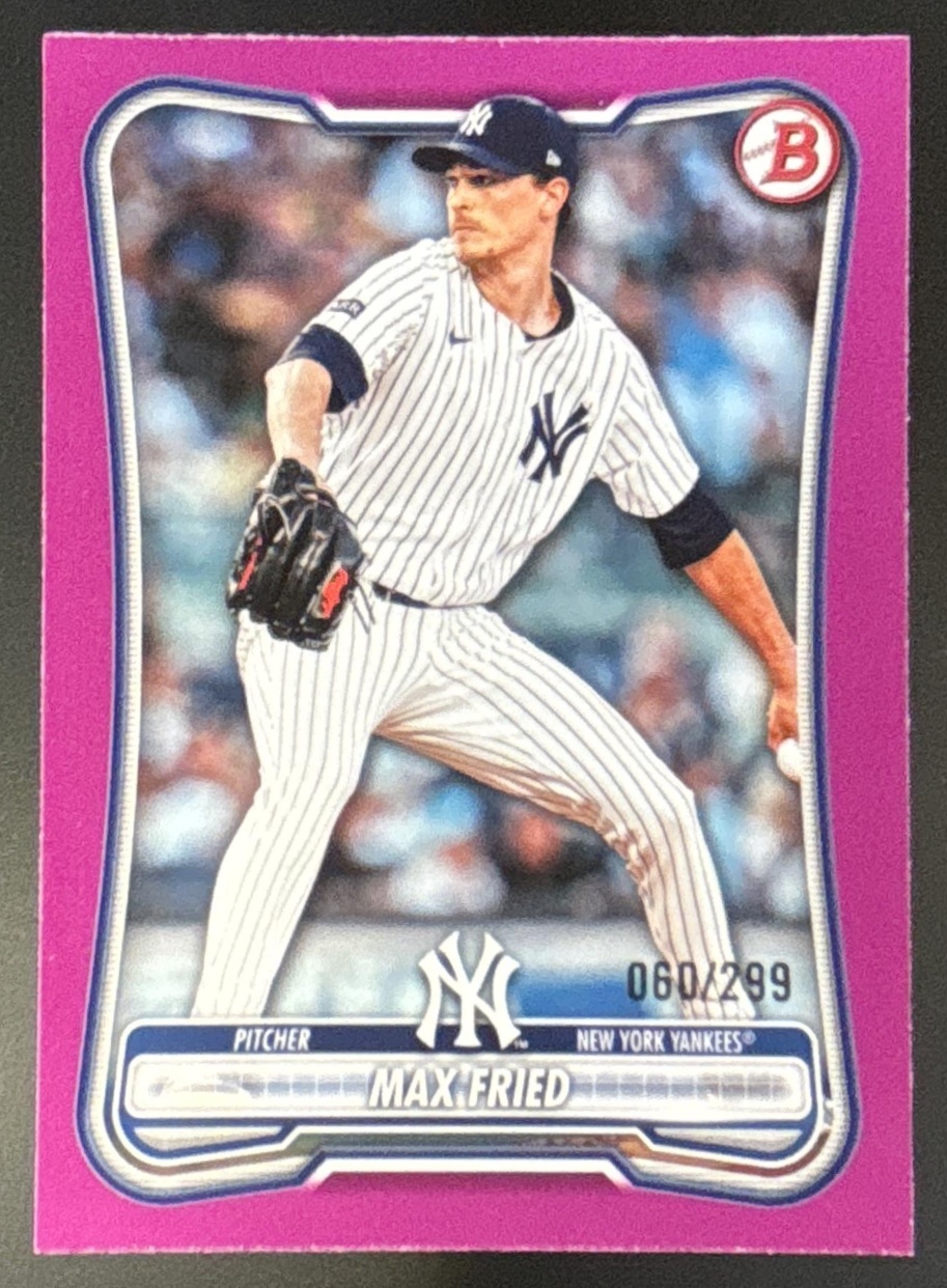 Card image for Max Fried 2026 Bowman Fuchsia Border /299 New York Yankees