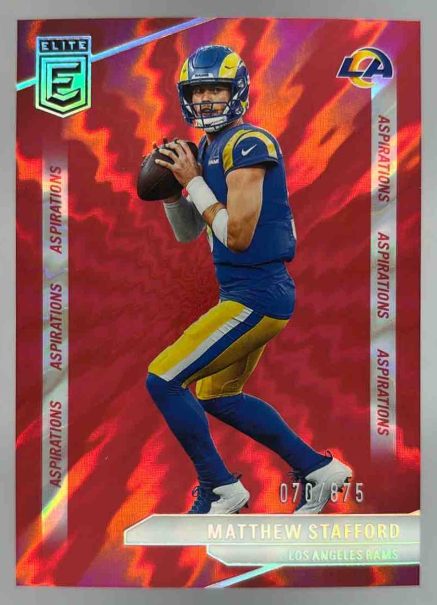 Card image for 2024 Panini Donruss Elite Matthew Stafford Aspirations Shimmer /875 #23 Rams