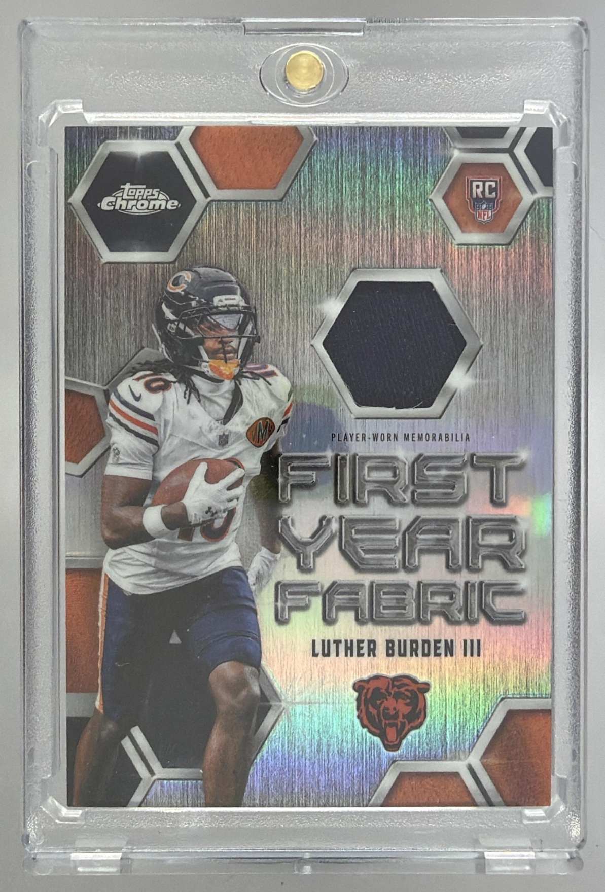 Card image for 2025 Topps Chrome Luther Burden III First Year Fabric #FYF-LB MEM RC Bears