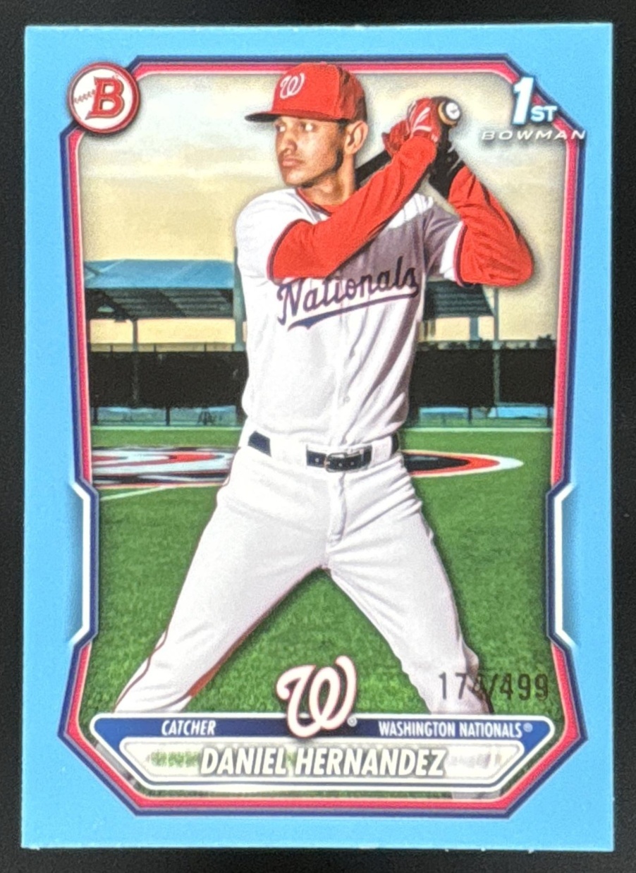 Card image for Daniel Hernandez 2026 Bowman Sky Blue Border /499 Prospects Washington Nationals